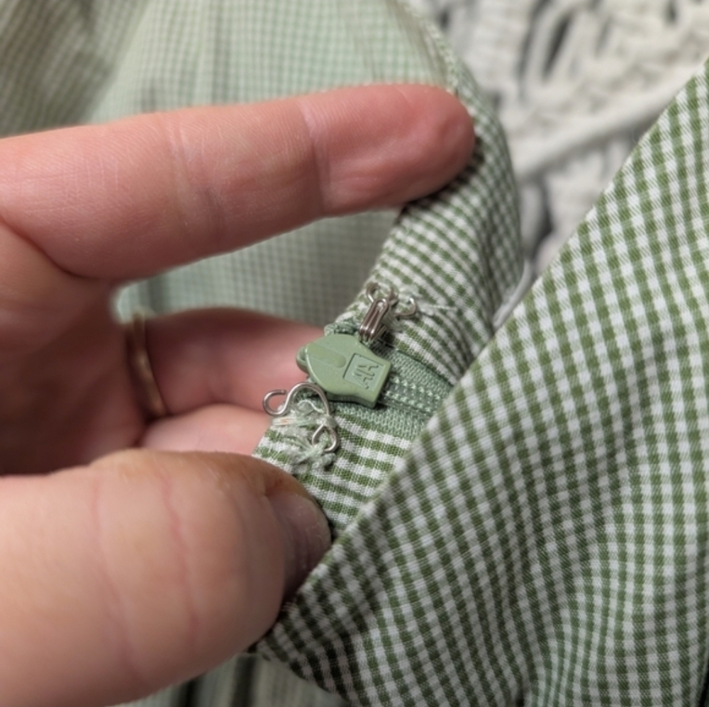 Nia Green Checkered Gingham Cotton Puff Sleeve Tiered Dress Medium Cottagecore - Picture 3 of 6